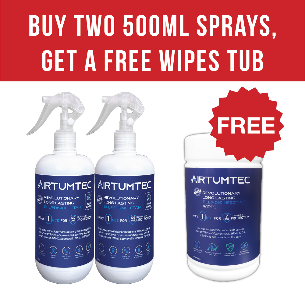 Buy TWO 500ml Sprays, Get a FREE Wipes Tub Bundle
