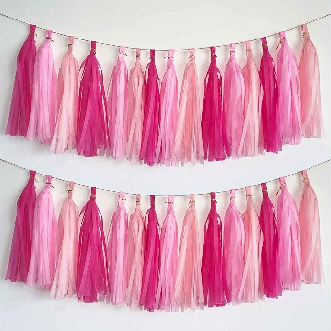 Pink Theme: Tissue Paper Tassel Garland (Mix Colour)
