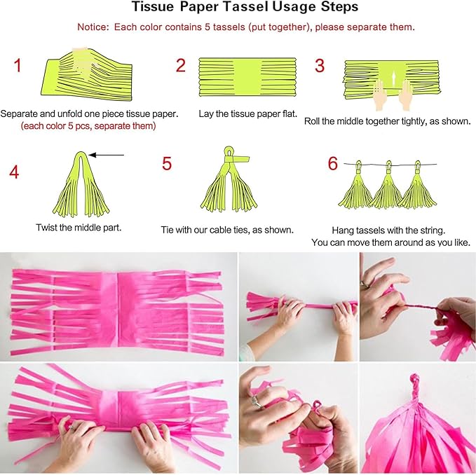 Pink Theme: Tissue Paper Tassel Garland (Mix Colour)