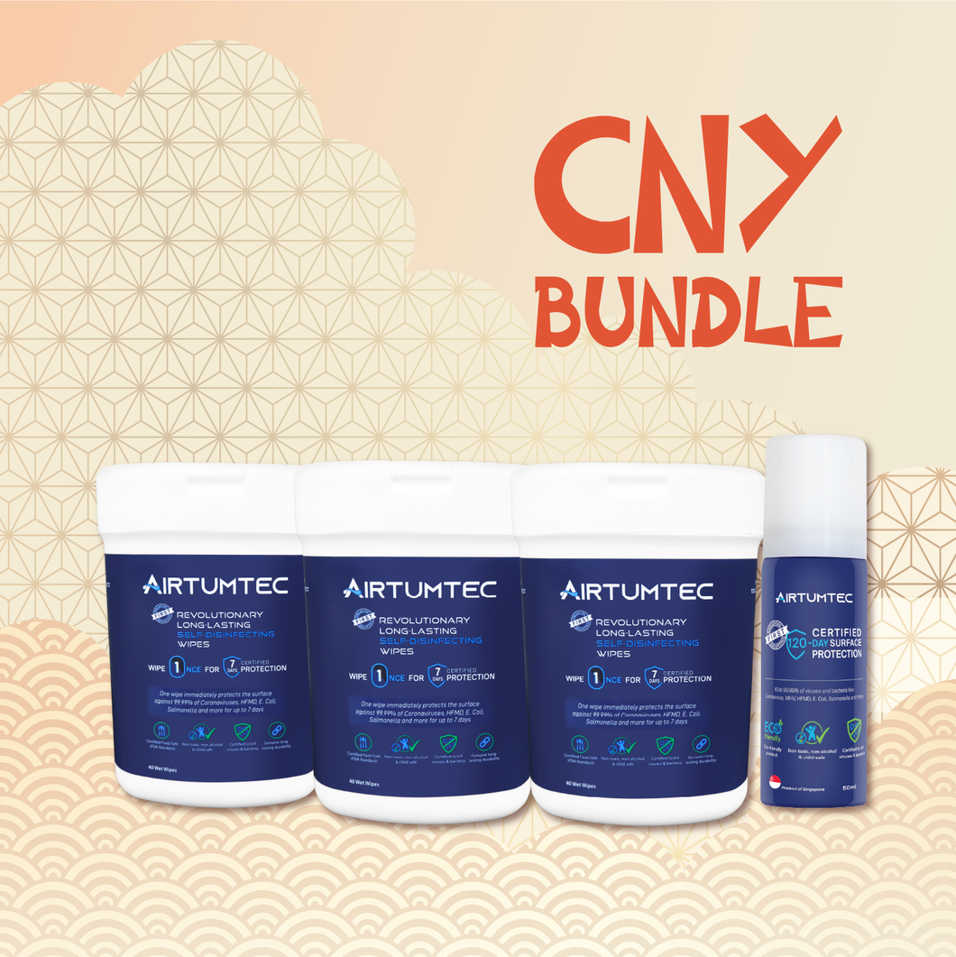 CNY AirTumTec Bundle - 3 Small Wipes and 1 Small Spray