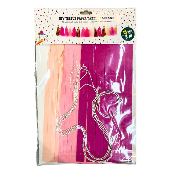 Pink Theme: Tissue Paper Tassel Garland (Mix Colour)