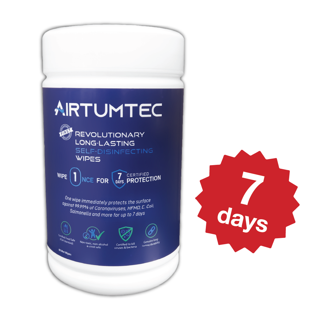 AirTumTec Long-Lasting Self Disinfecting Wipes Tub